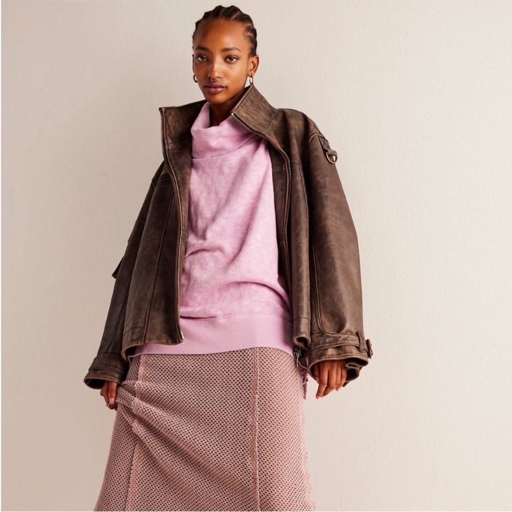 Free People We The Free Timmy Turtleneck in Lilac Size M Loungewear Athleisure